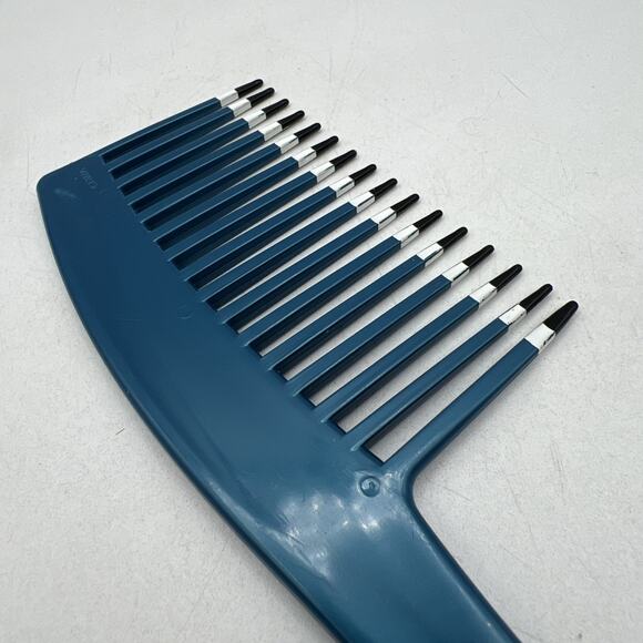 Mebco Twice Dipped Volume Wide Comb Pocket Vintage 1980s Blue Black White 8.5" - Picture 6 of 7